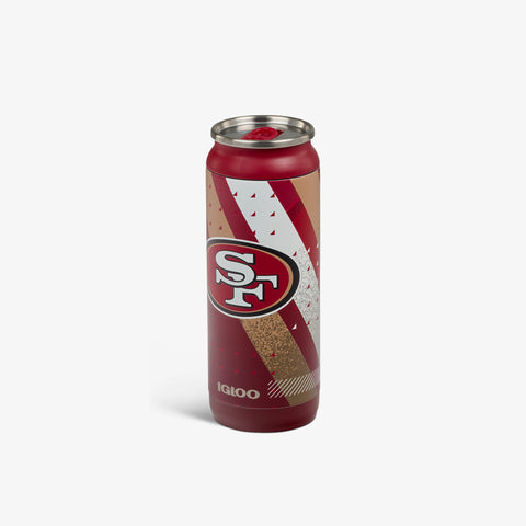 Angle View | NFL 16 Oz Can::49ers::Sliding mouth-opening tab 