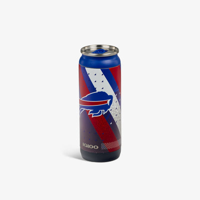 Angle View | NFL 16 Oz Can::Bills::Sliding mouth-opening tab 