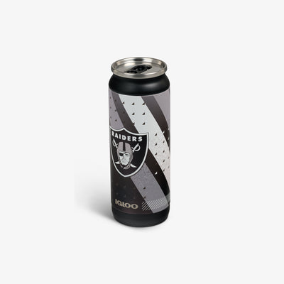 Angle View | NFL 16 Oz Can::Raiders::Sliding mouth-opening tab 