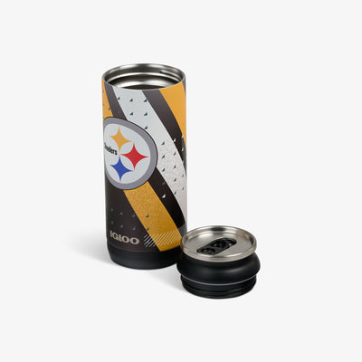 Open View | NFL 16 Oz Can::Steelers::Removable, leakproof lid 