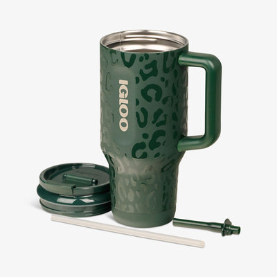 Open View | NFL 32 Oz Leopard Flip ‘n’ Sip Travel Mug::Packers::Double-wall, vacuum-insulated 