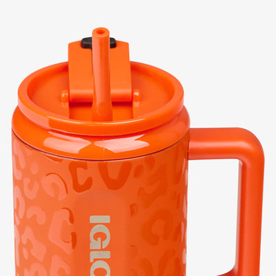 Lid Open View | NFL 32 Oz Leopard Flip ‘n’ Sip Travel Mug::Bengals::
