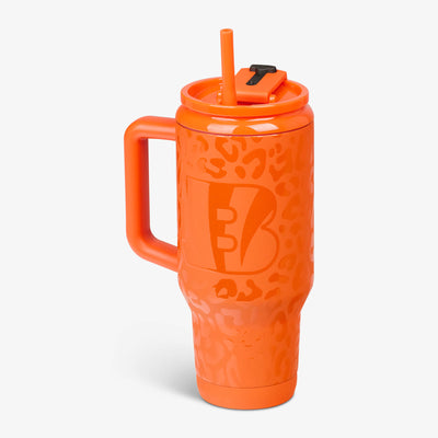 Angle View | NFL 32 Oz Leopard Flip ‘n’ Sip Travel Mug::Bengals::Fits most cup holders 