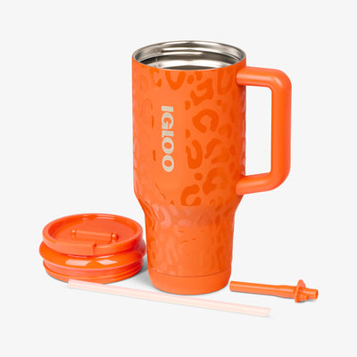 Open View | NFL 32 Oz Leopard Flip ‘n’ Sip Travel Mug::Bengals::Double-wall, vacuum-insulated 