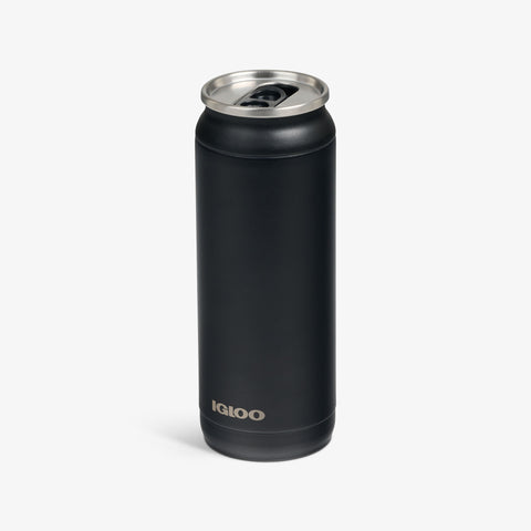 Angle View | 16 Oz Can::Black::Sliding mouth-opening tab 
