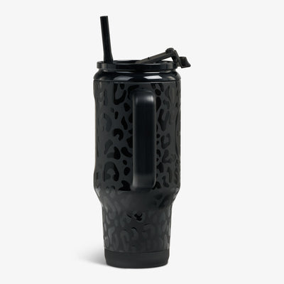 Profile View | NFL 32 Oz Leopard Flip ‘n’ Sip Travel Mug::Steelers::Side handle 