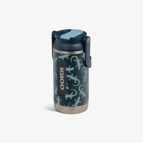 Angle View | Kids Lunch Glow 12 Oz Sipper Bottle::Lizard Glow::Hot/cold compatible 