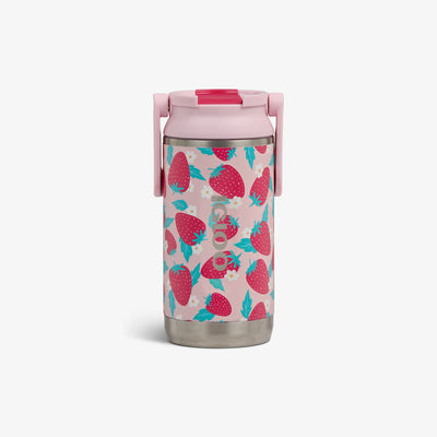 Front View | Kids Lunch 12 Oz Sipper Bottle::Strawberries::Fun print 
