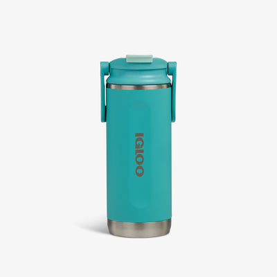 Front View | 16 Oz Flip ‘n’ Sip Tumbler::Lagoon Teal::Fits in standard cup holders