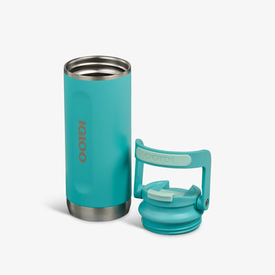Lid Off View | 16 Oz Flip ‘n’ Sip Tumbler::Lagoon Teal::Double-wall, vacuum-insulated