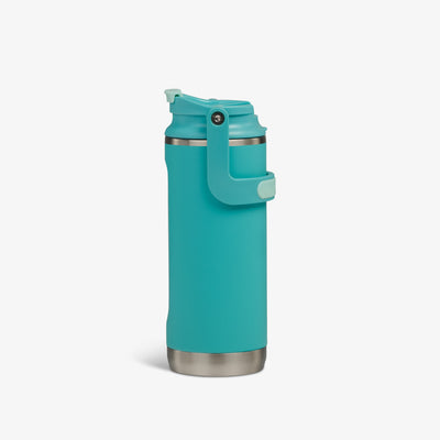 Profile View | 16 Oz Flip ‘n’ Sip Tumbler::Lagoon Teal::Tuck Tight handle