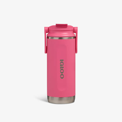 Front View | 16 Oz Flip ‘n’ Sip Tumbler::Thrift Pink::Fits in standard cup holders