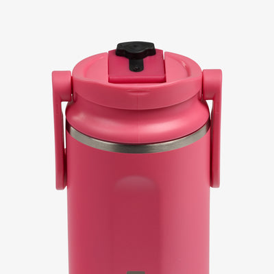 Open Lid View | 16 Oz Flip ‘n’ Sip Tumbler::Thrift Pink::Leakproof Flip ‘n’ Sip lid