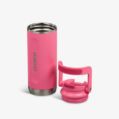 Lid Off View | 16 Oz Flip ‘n’ Sip Tumbler::Thrift Pink::Double-wall, vacuum-insulated