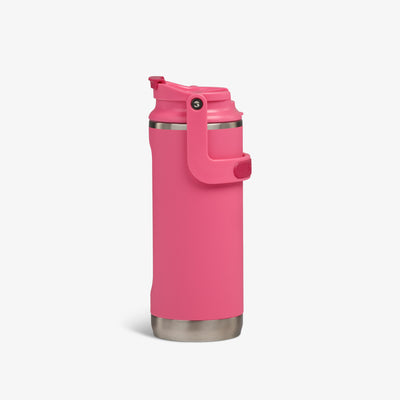 Profile View | 16 Oz Flip ‘n’ Sip Tumbler::Thrift Pink::Tuck Tight handle
