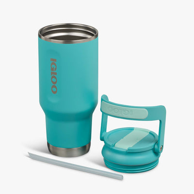 Lid Off View | 32 Oz Sport Sipper Bottle::Lagoon Teal::Double-wall, vacuum-insulated