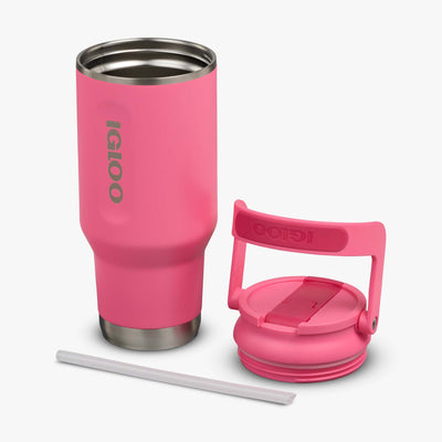 Lid Off View | 32 Oz Sport Sipper Bottle::Thrift Pink::Double-wall, vacuum-insulated