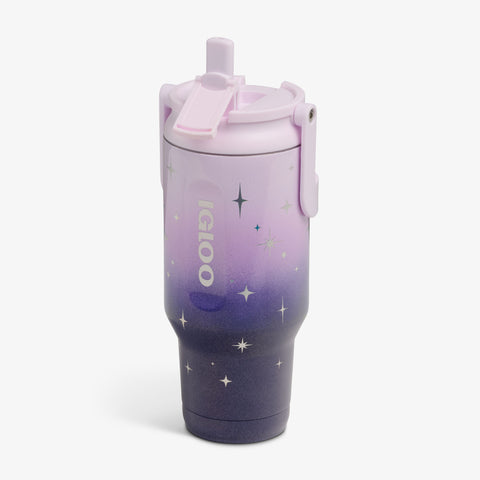 Angle View | 32 Oz Sport Sipper Bottle::Mystic Purple::Iridescent glittery body 