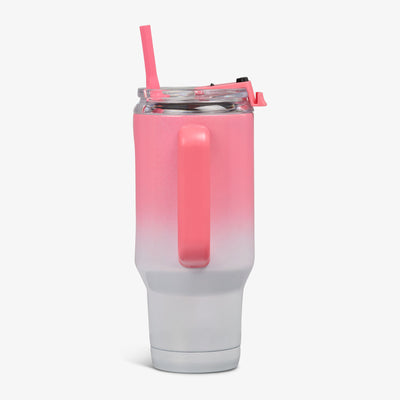Profile View | 32 Oz Flip ‘n’ Sip Travel Mug::Gradient Pink::Side handle