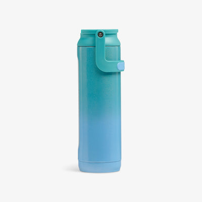 Profile View | 20 Oz Sport Sipper Bottle::Gradient Teal::Tuck Tight handle 