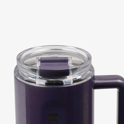 Lid Closed View | 32 Oz Flip ‘n’ Sip Travel Mug::Gradient Grape::Leakproof Flip ‘n’ Sip lid