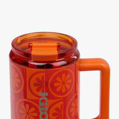 Lid Closed View | 32 Oz Flip ‘n’ Sip Travel Mug::Orange::