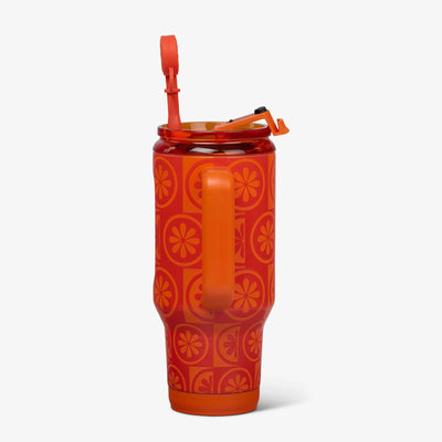 Profile View | 32 Oz Flip ‘n’ Sip Travel Mug::Orange::Side handle