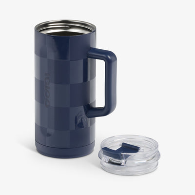 Lid Off View | 1L Beer Mug::Navy Check::Wide opening