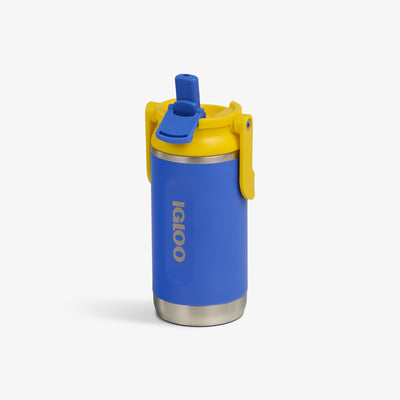 Angle View | Kids Lunch 12 Oz Sipper Bottle::Electric Indigo::