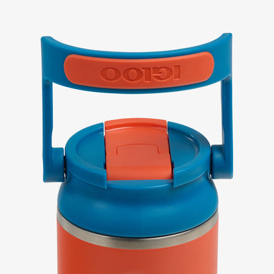 Front View | Kids Lunch 12 Oz Sipper Bottle::Safety Orange::Leakproof lid w/swing-up handle