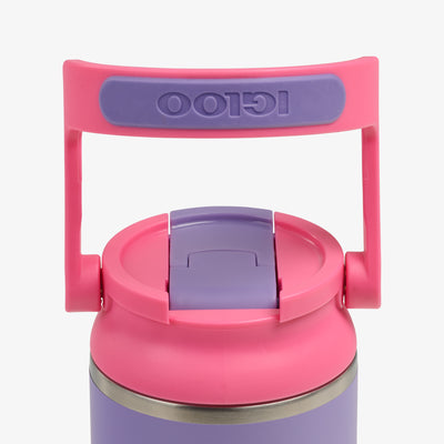 Front View | Kids Lunch 12 Oz Sipper Bottle::Dusted Grape::Leakproof lid w/swing-up handle