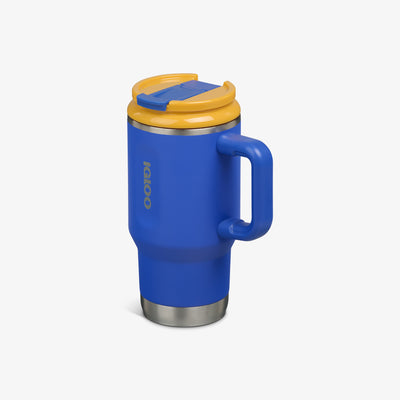 Angle View | Kids Lunch 18 Oz Travel Mug::Electric Indigo::Side handle
