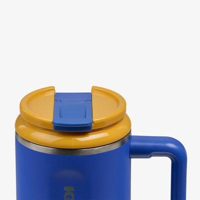 Lid Closed View | Kids Lunch 18 Oz Travel Mug::Electric Indigo::Leakproof lid