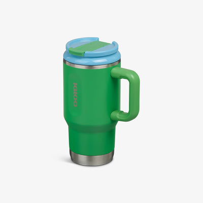 Angle View | Kids Lunch 18 Oz Travel Mug::Retro Green::Side handle