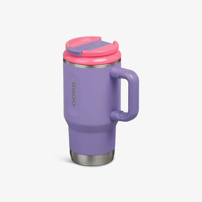 Angle View | Kids Lunch 18 Oz Travel Mug::Dusted Grape::Side handle