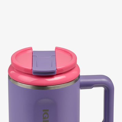 Lid Closed View | Kids Lunch 18 Oz Travel Mug::Dusted Grape::Leakproof lid