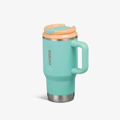 Angle View | Kids Lunch 18 Oz Travel Mug::Jelly Mint::Side handle