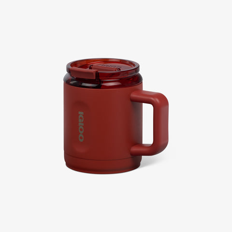 Angle View | 15 Oz Ceramic-Lined Coffee Mug::Amber::No-look-sip indicator