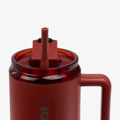 Straw View | 32 Oz Ceramic-Lined Travel Mug::Amber::Gasketed, leak-resistant straw