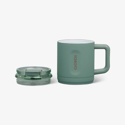 Lid Off View | 15 Oz Ceramic-Lined Coffee Mug::Sage::Stainless steel w/ceramic lining