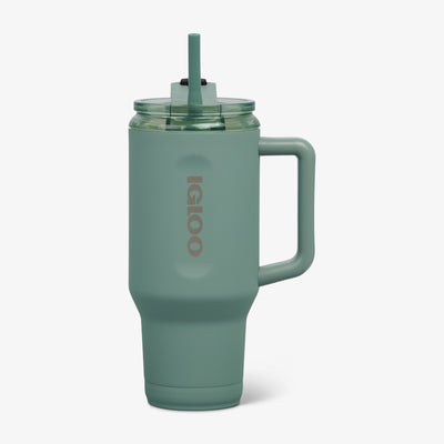 Front View | 32 Oz Ceramic-Lined Travel Mug::Sage::Double-wall, vacuum-insulated