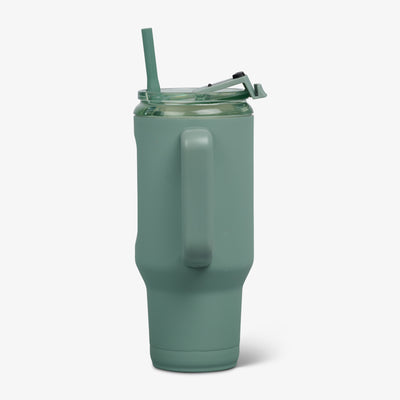Profile View | 32 Oz Ceramic-Lined Travel Mug::Sage::Ergonomic handle