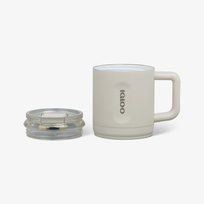 Lid Off View | 15 Oz Ceramic-Lined Coffee Mug::Chalk::Stainless steel w/ceramic lining