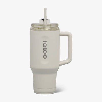 Front View | 32 Oz Ceramic-Lined Travel Mug::Chalk::Double-wall, vacuum-insulated