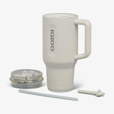 Parts View | 32 Oz Ceramic-Lined Travel Mug::Chalk::Stainless steel w/ceramic lining
