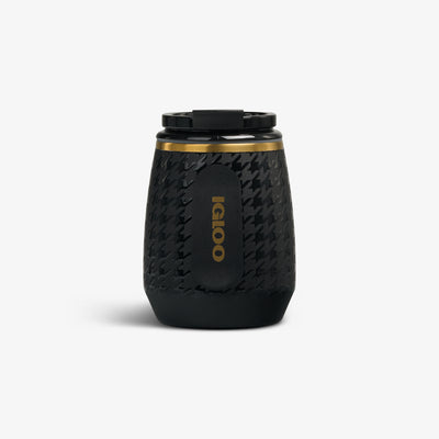 Front View | 10 Oz Wine Tumbler::Luxe Black::Luxe pattern w/gold accents