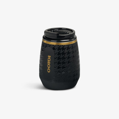 Angle View | 10 Oz Wine Tumbler::Luxe Black::No-look-sip indicator