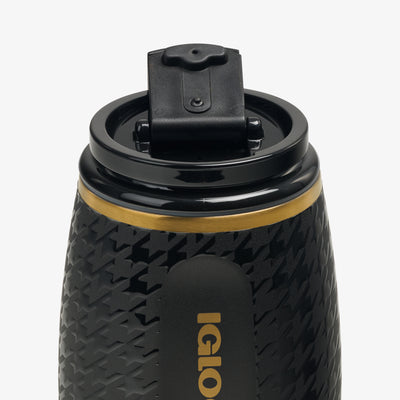Lid Open View | 10 Oz Wine Tumbler::Luxe Black::Double-wall, vacuum-insulated