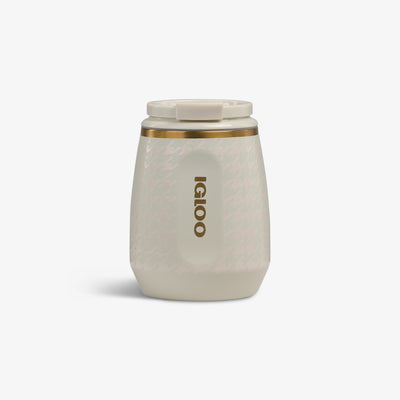 Front View | 10 Oz Wine Tumbler::Luxe Linen::Luxe pattern w/gold accents