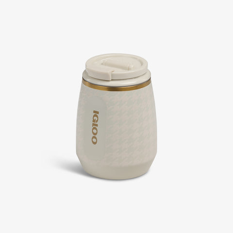 Angle View | 10 Oz Wine Tumbler::Luxe Linen::No-look-sip indicator